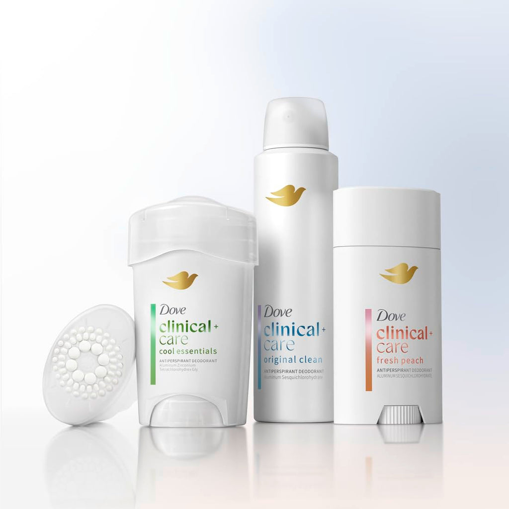 Dove Clinical + Care Antiperspirant Deodorant Invisible Solid Stick for Women Cool Essentials with Nourishing Serum 2.6 oz