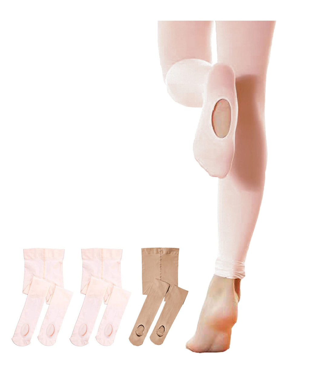 Stelle Girls' Convertible & Transition Ballet Tights for Toddler Dance Kid