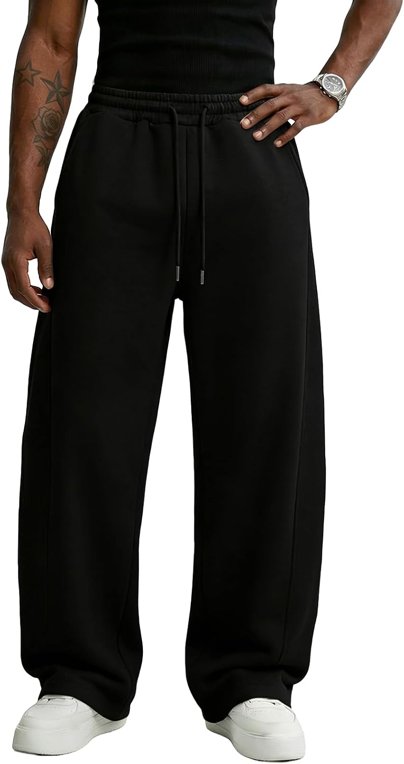 Wangdo Men's Baggy Sweatpants Wide Leg Lounge Cotton Casual Jogging Pants