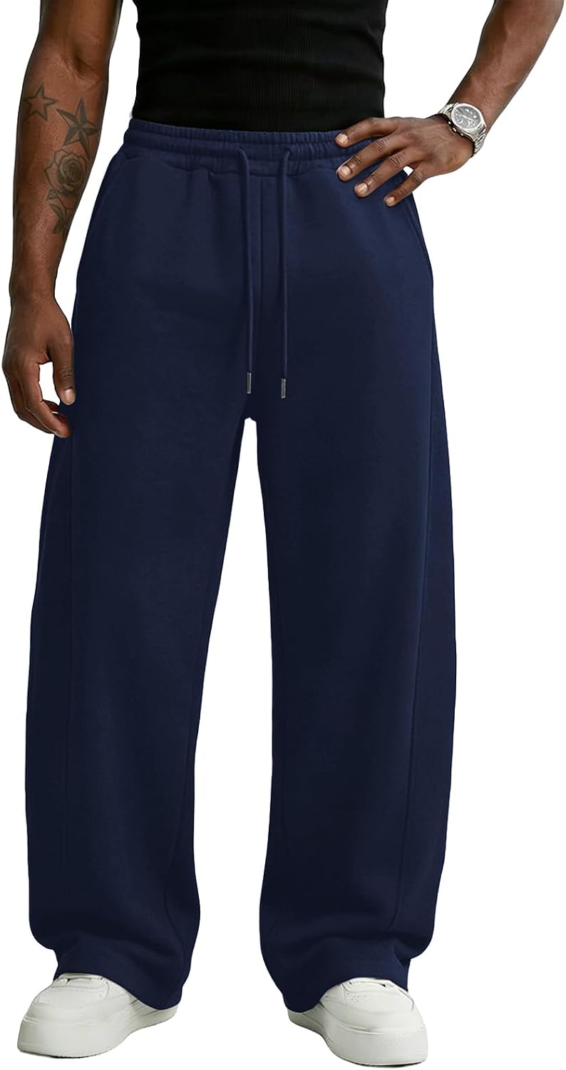 Wangdo Men's Baggy Sweatpants Wide Leg Lounge Cotton Casual Jogging Pants