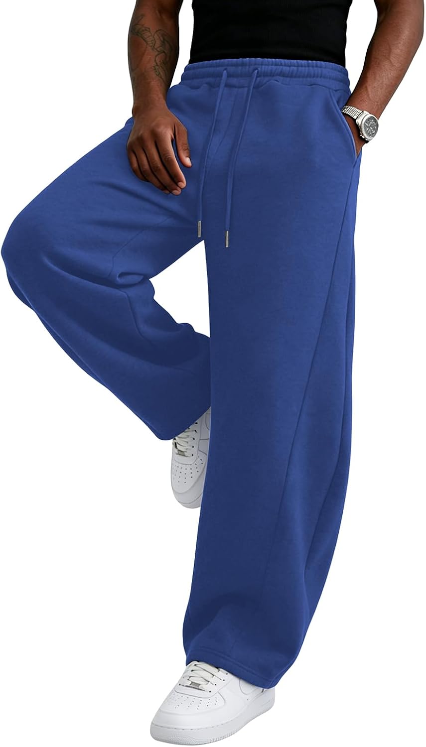 Wangdo Men's Baggy Sweatpants Wide Leg Lounge Cotton Casual Jogging Pants