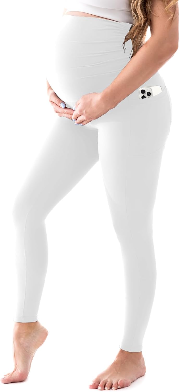 Walifrey Maternity Leggings with Pockets Over the Belly