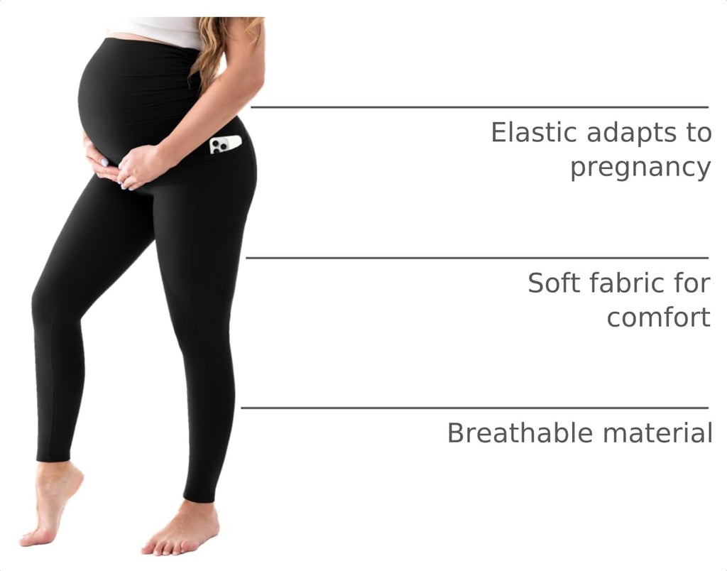 Walifrey Maternity Leggings with Pockets Over the Belly