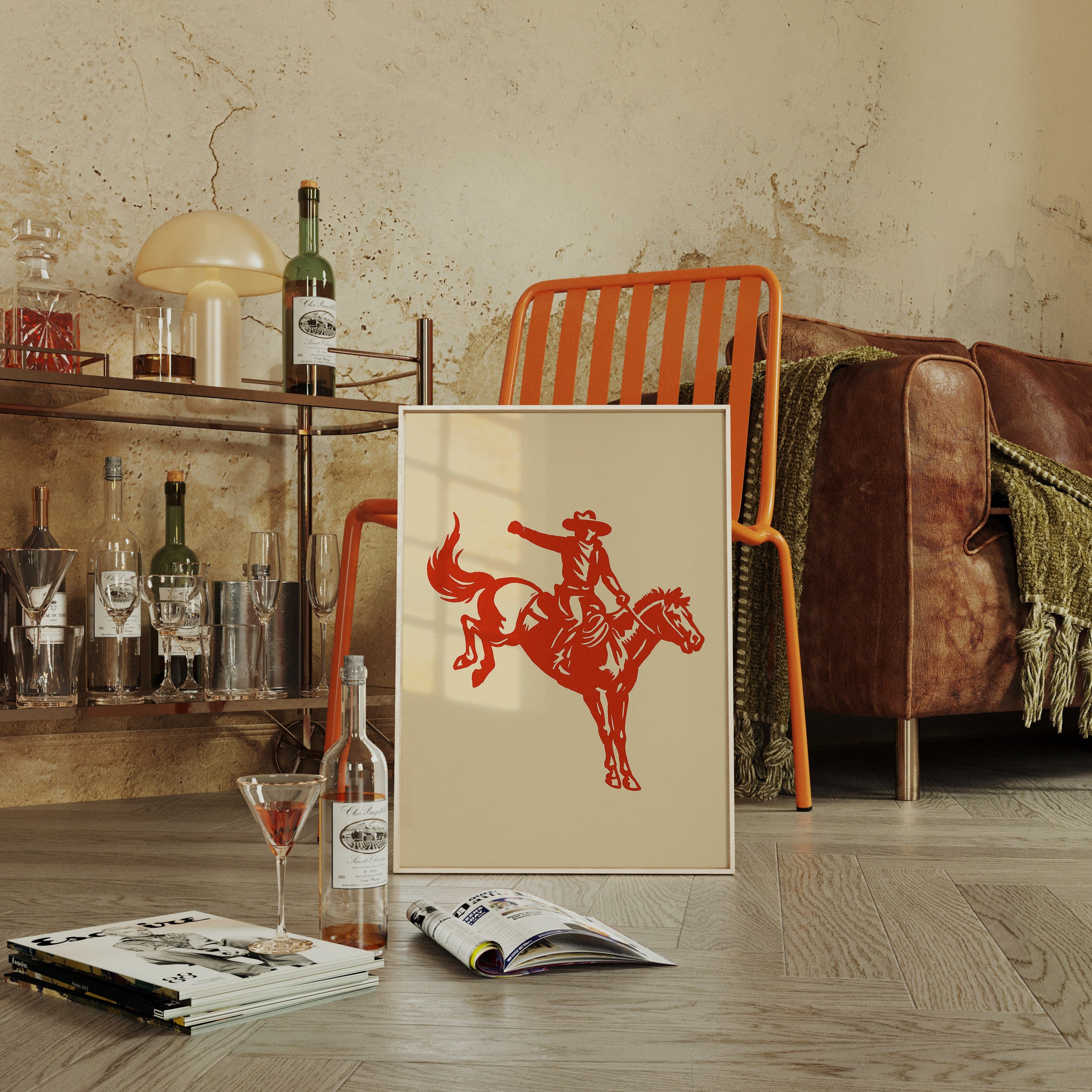 Retro Rodeo Cowboy Print
