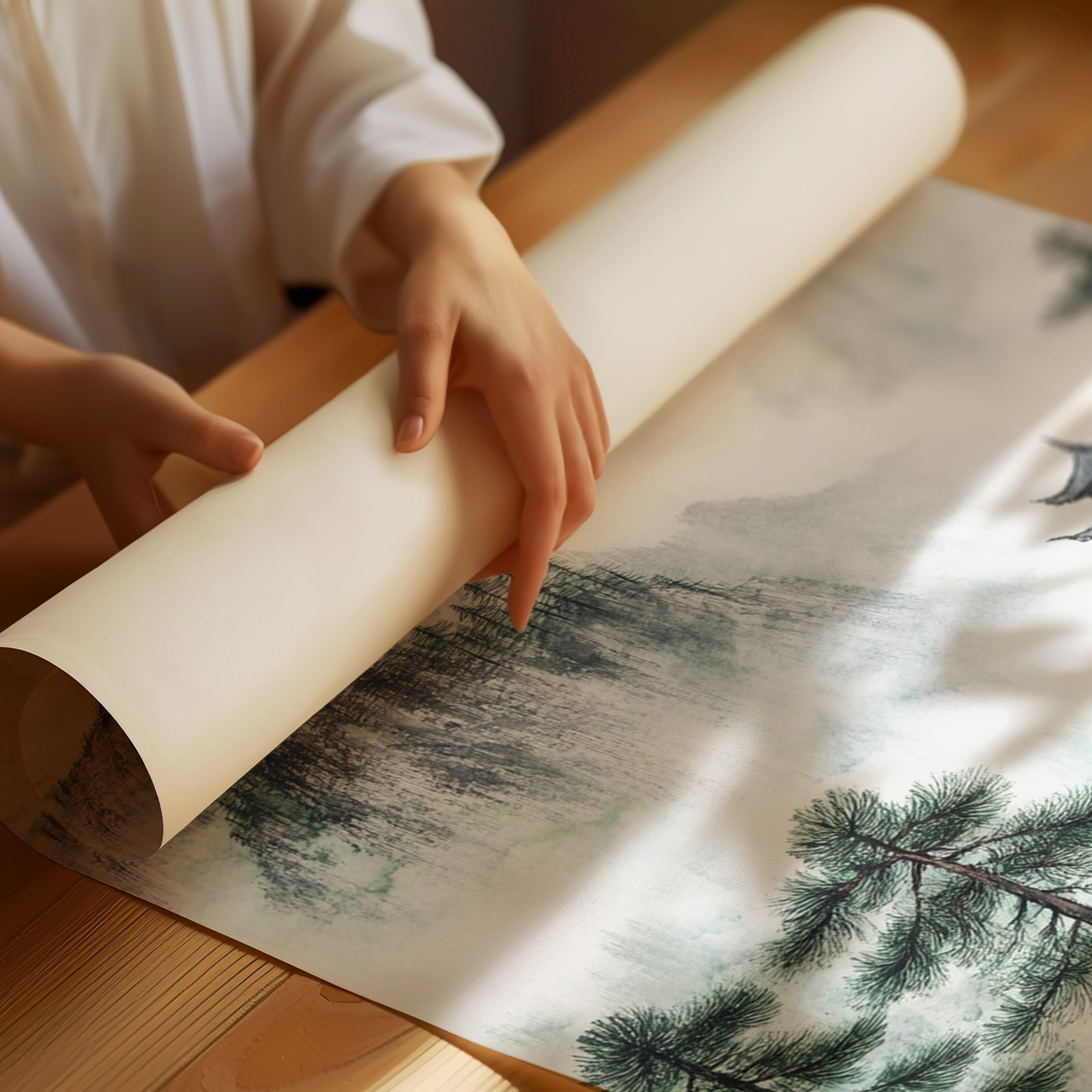 Misty Mountain Landscape – Tranquil Chinese Zen Wall Art