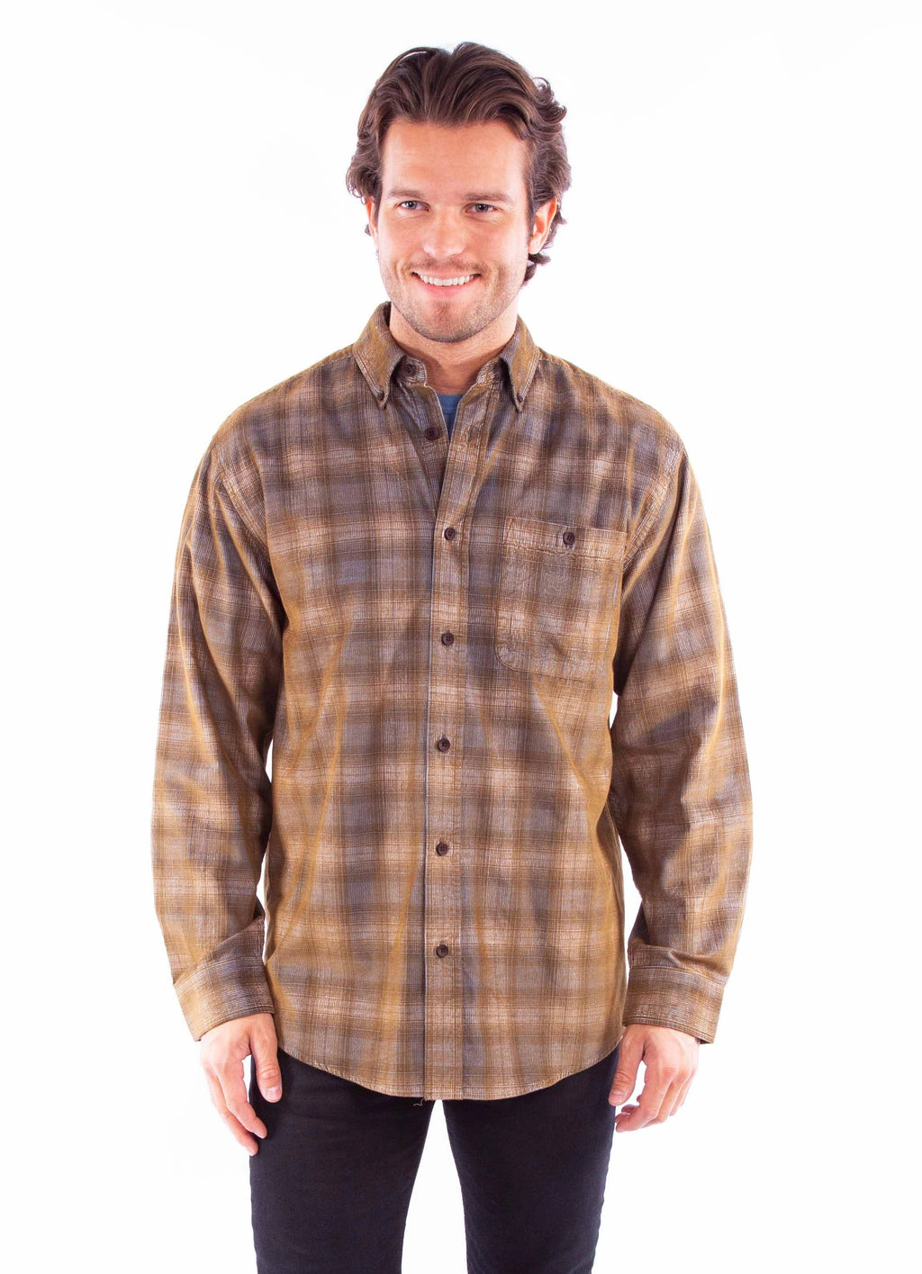 Scully One Pocket (5359) - Men's Corduroy Plaid Shirt