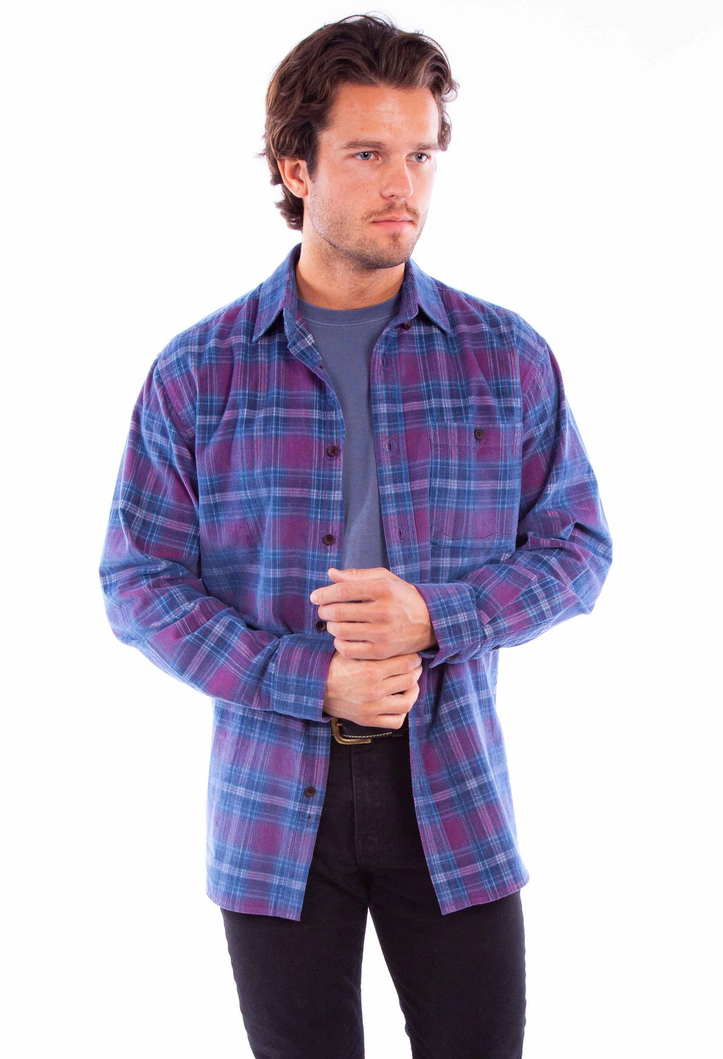 Scully One Pocket (5360) - Men's Corduroy Plaid Shirt