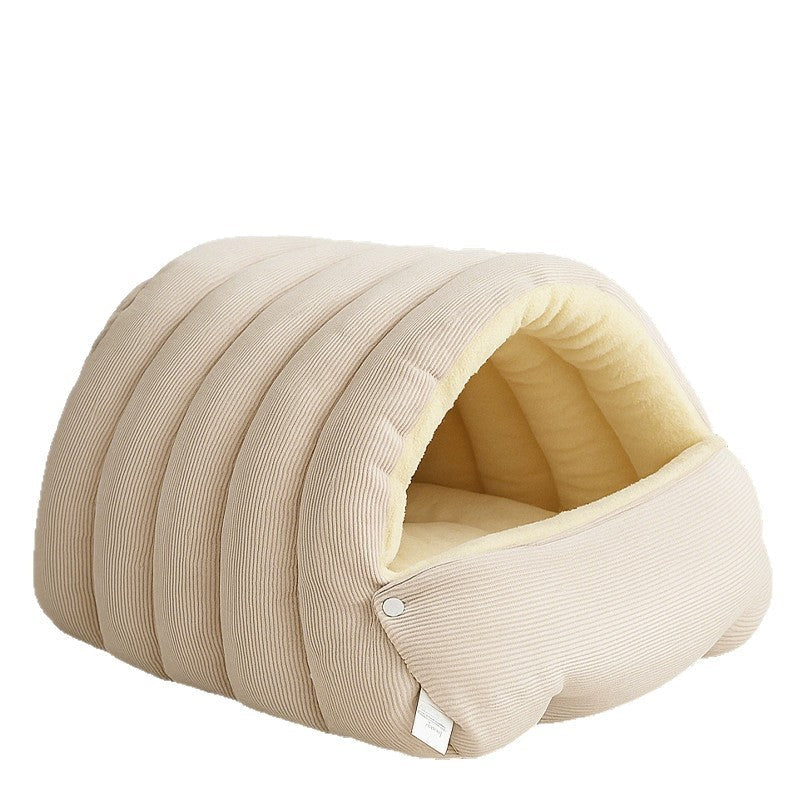 Enclosed Cat & Dog Sleeping Nest — Washable, 3 Colors, Medium & Large