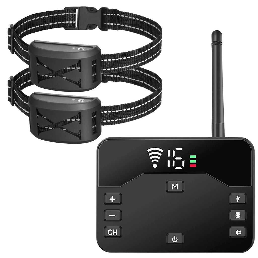 2 In 1 Wireless Electric Dog Fence Waterproof Pet Shock Boundary Containment System Electric Training Collar with 2 Receiver Collars for Small Medium