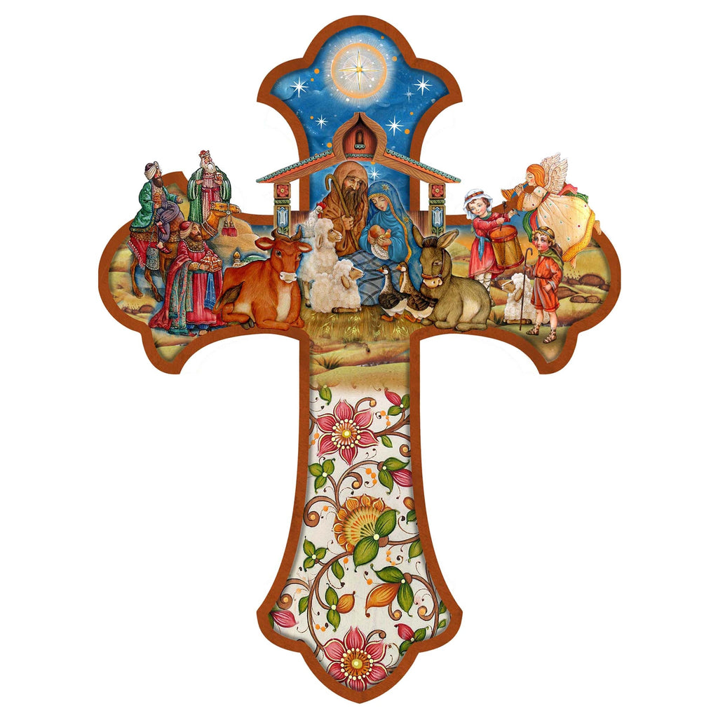 Nativity Cross Outdoor Decor by G. DeBrekht - Nativity Holiday Decor - 8191164F-XLG