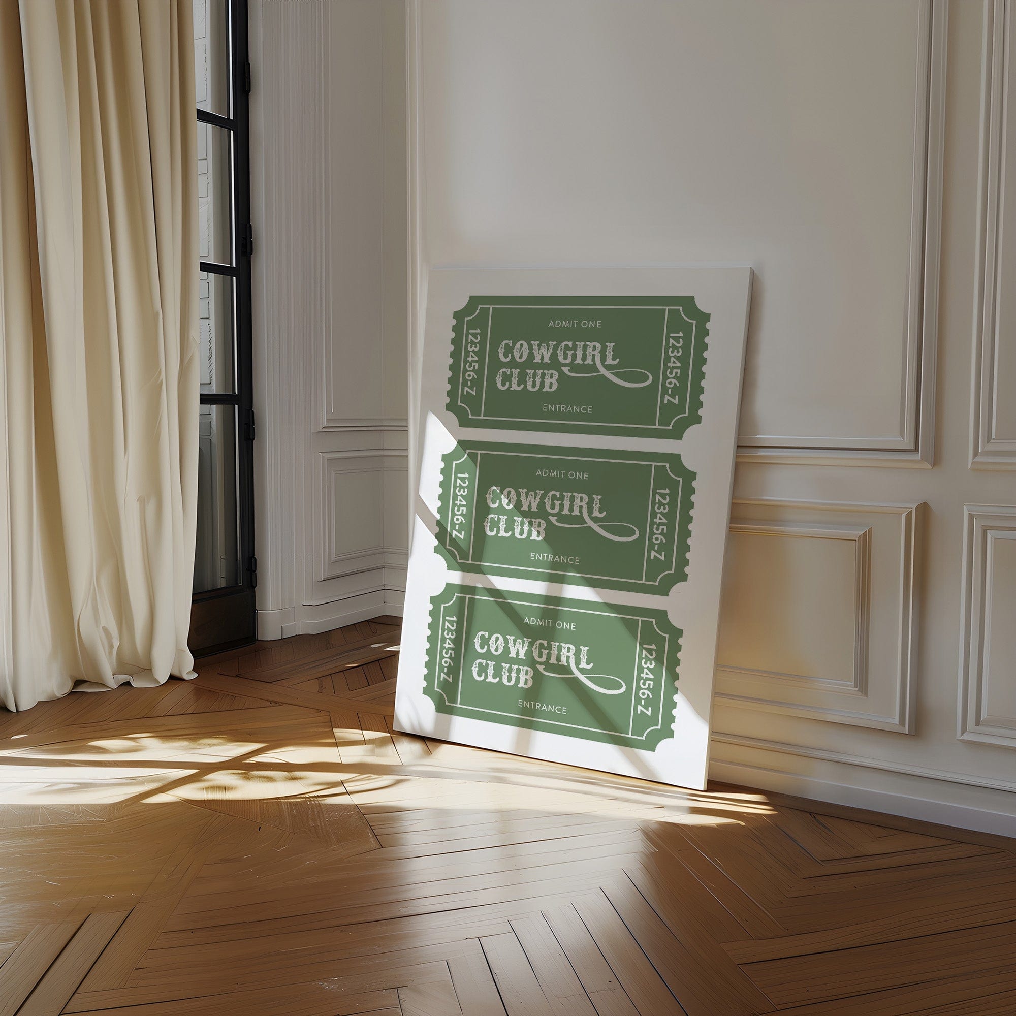 Cowgirl Club Ticket Print – Western Aesthetic Wall Art