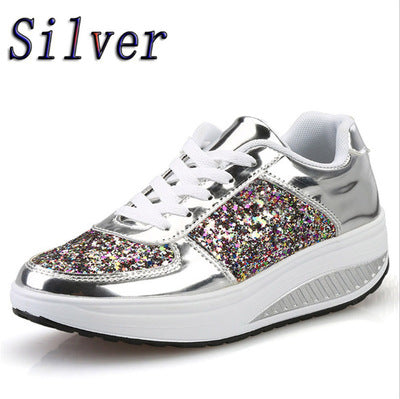 Women's Sequin Sneakers – Glam Lace-Up Casual Shoes