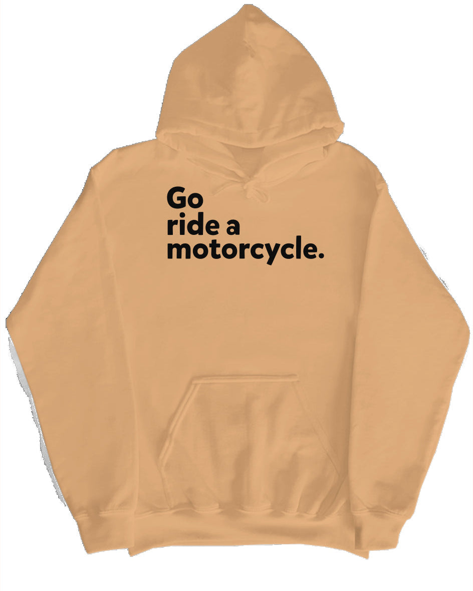 "Go ride a motorcycle" Checkered Flag Hoodie (black ink)