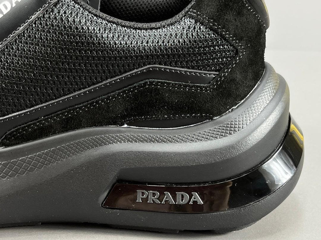 Prada Brushed Leather Bike Fabric Suede Garnet Black