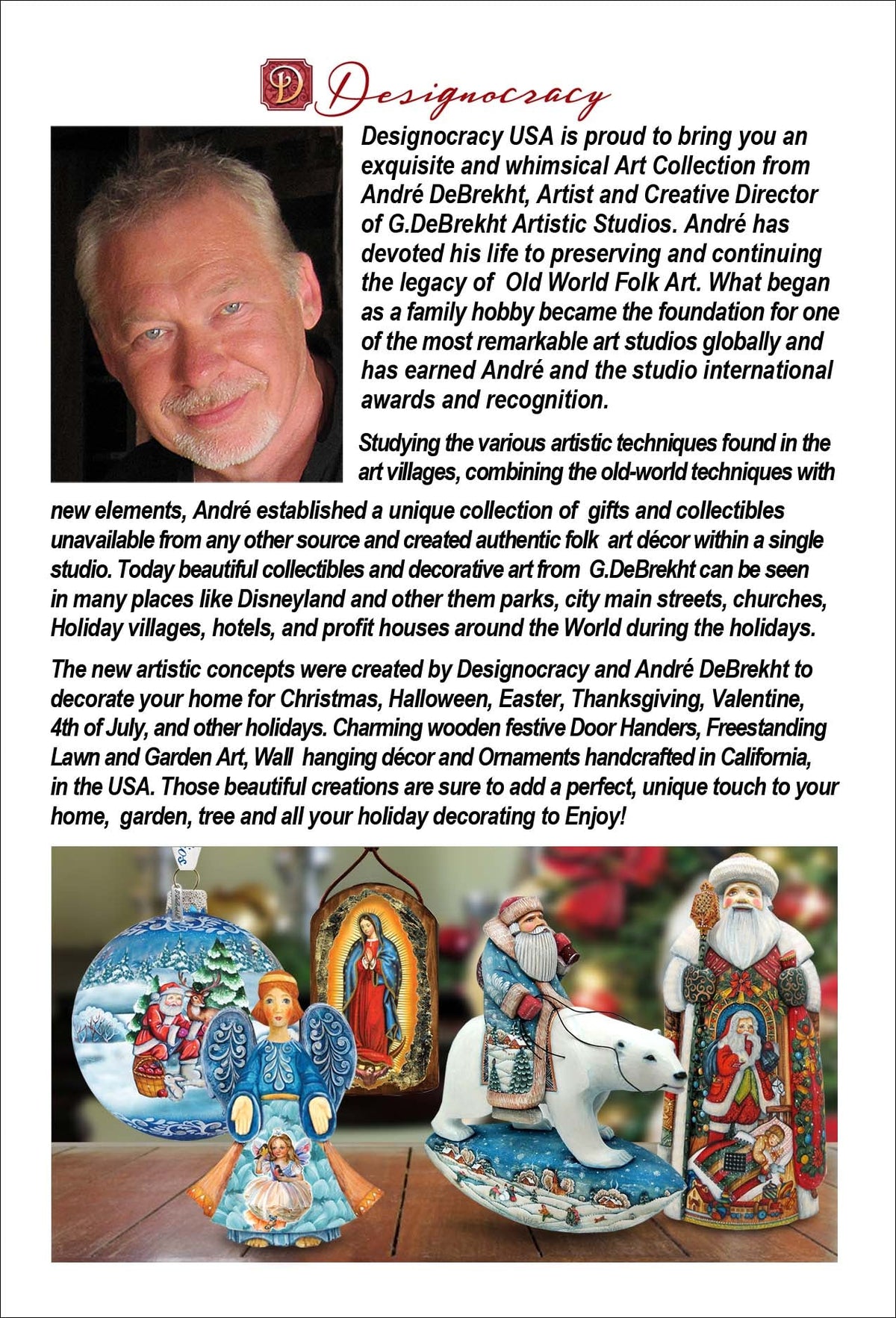 Nutcracker Decorated Centerpiece Wooden Tree Figurine by G. DeBrekht - Christmas Decor - 89302
