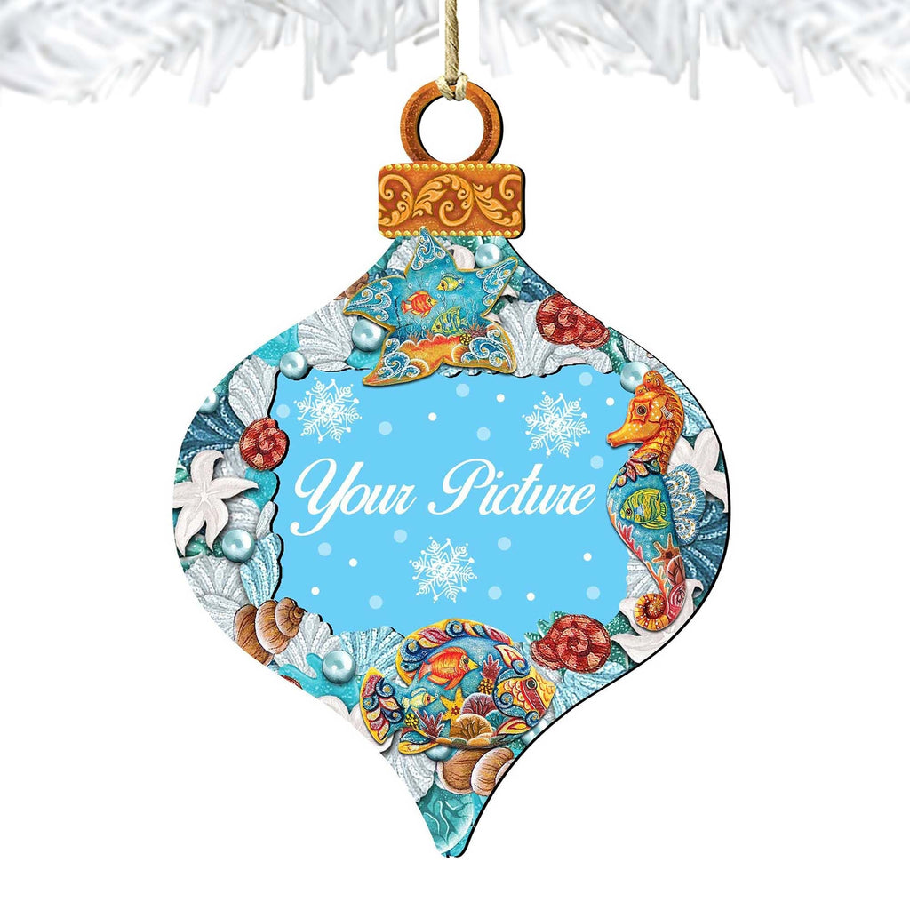 Coastal Picture Frame Ornaments - Ornament for Photo - Coastal Holiday Decor - 8112182-2PF
