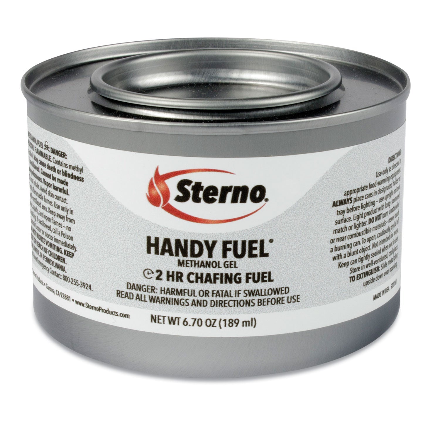 Sterno Handy Fuel Methanol Gel Chafing Fuel, 2 Hour Burn, 6.7 oz, 72/Carton