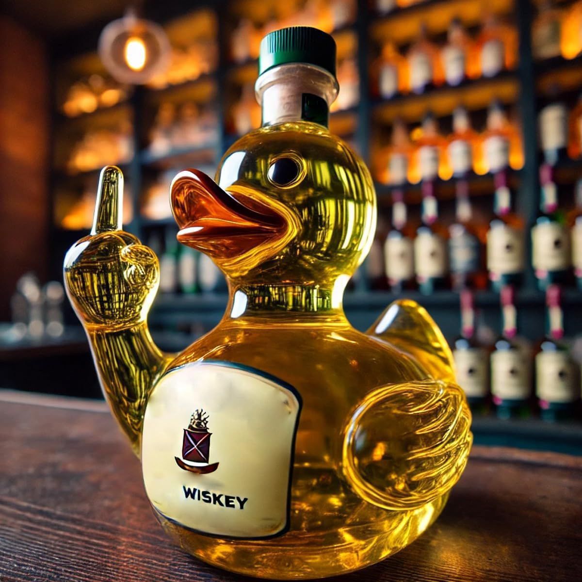 Funny Whiskey Duck Glass Bottle – Novelty Wine & Spirit Decanter