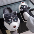Cute Husky Cartoon Plush Cotton Slippers – Unisex Warm Indoor Winter Slippers | EU 36–51