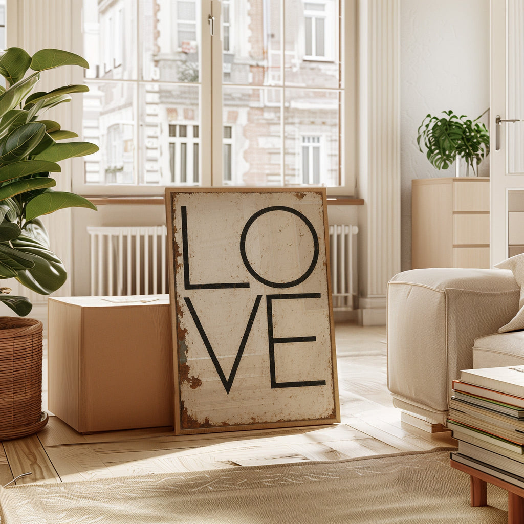 Vintage Modern LOVE Typography Canvas Print