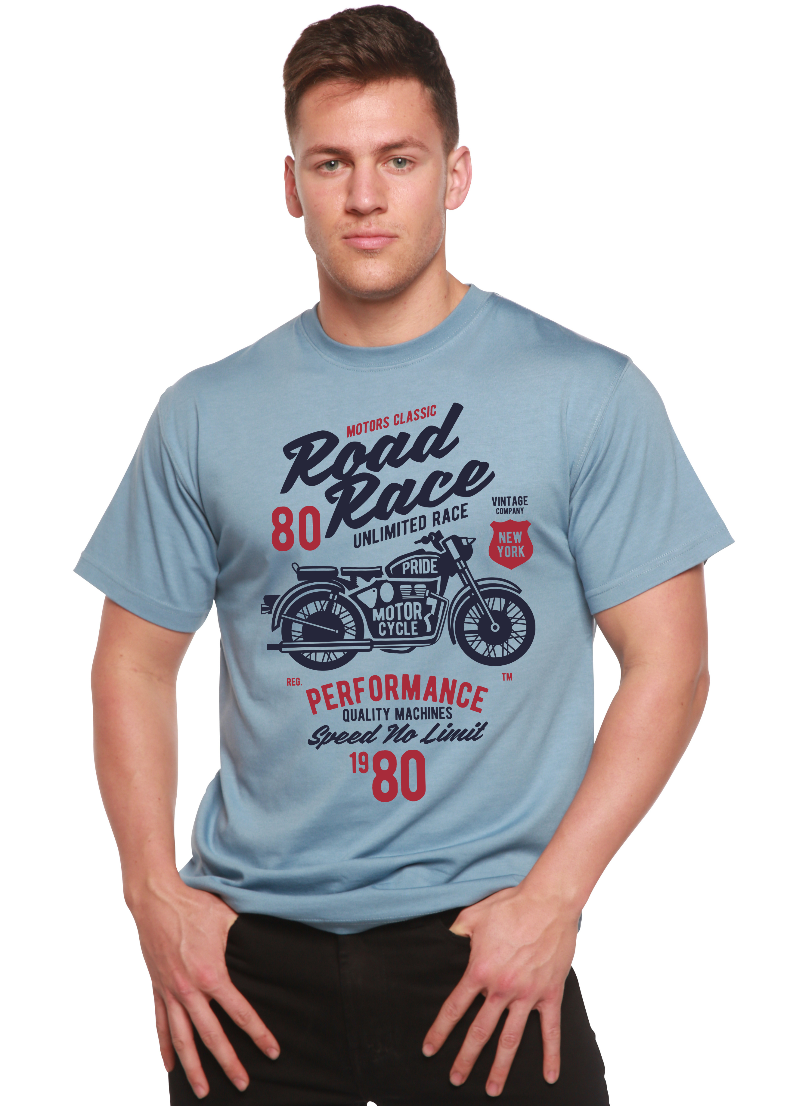 Road Race Motorcycles Spun Bamboo® Men's Bamboo Viscose/Organic Cotton Short Sleeve Graphic T-Shirt