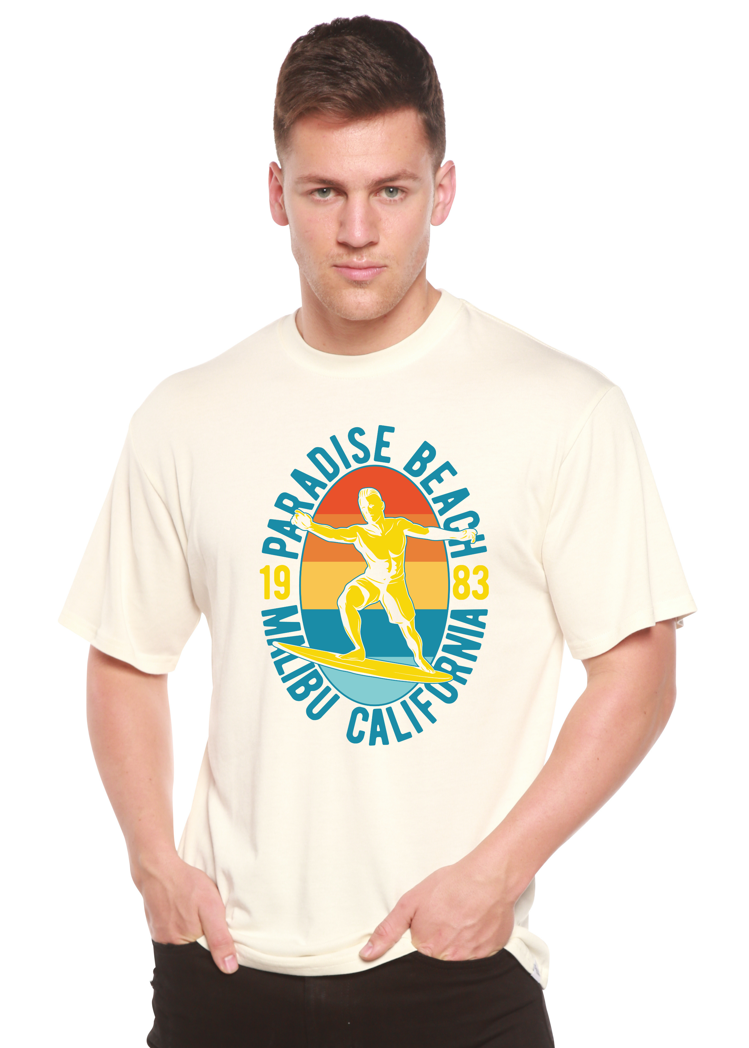Paradise Beach 1983 Men's Bamboo Viscose/Organic Cotton Short Sleeve Graphic T-Shirt