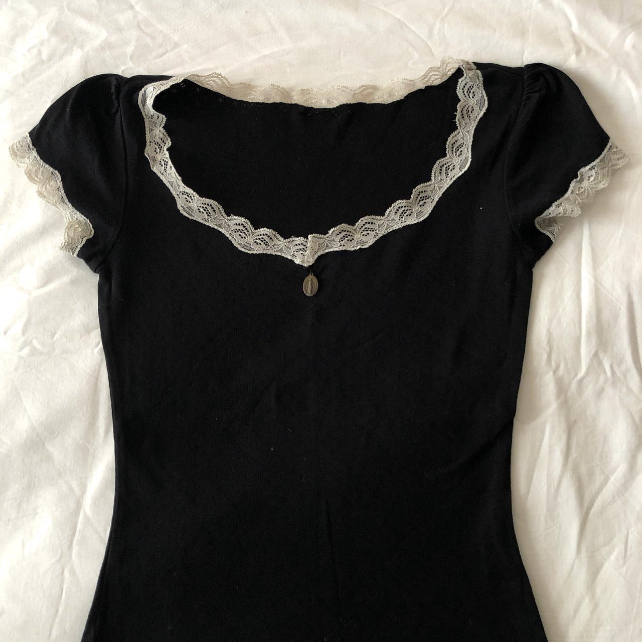 Women's Short Sleeve Lace T-Shirt – Black, Red & Plaid