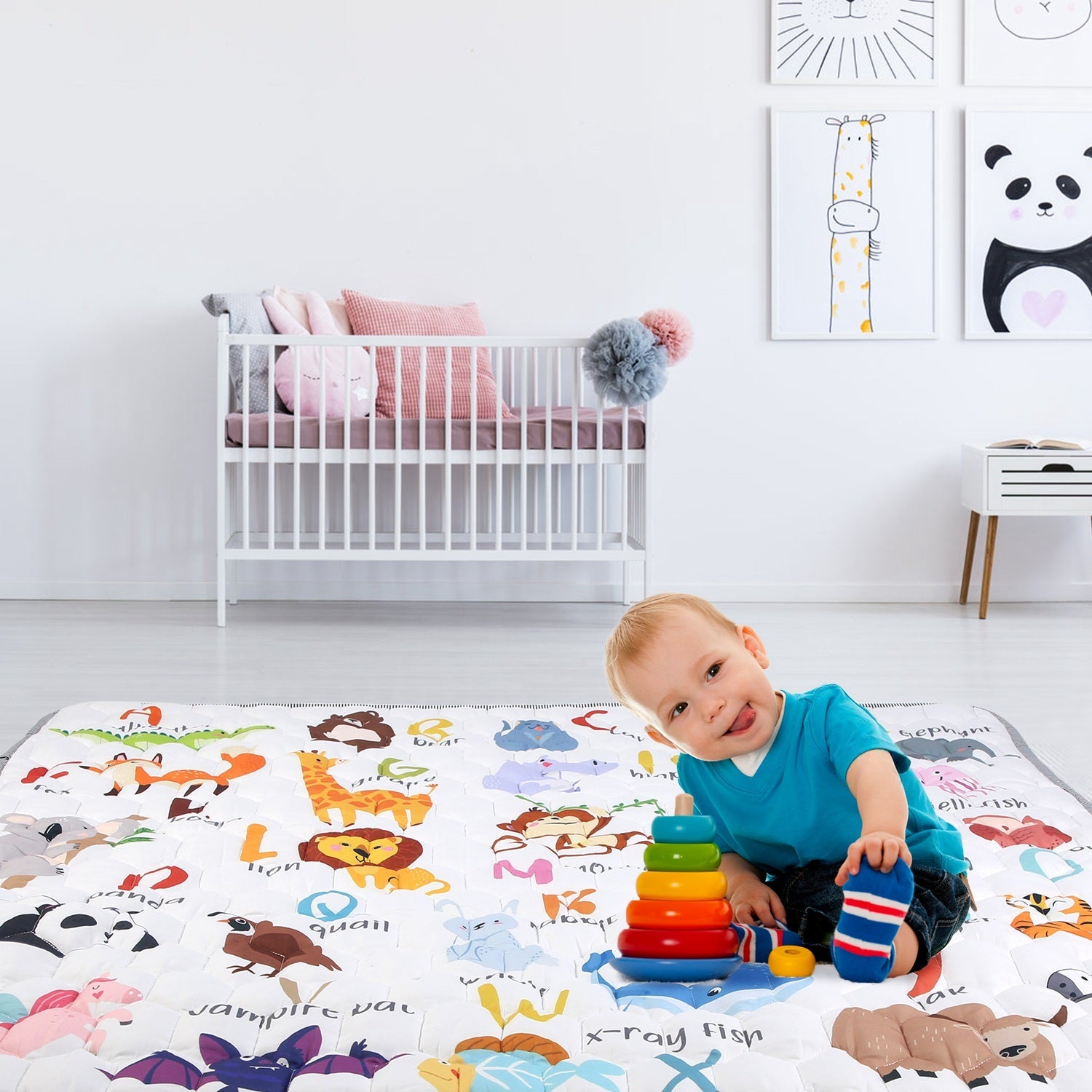 50x50IN Baby Play Mat Non-Slip Baby Crawling Mat Foldable Playpen Mat Machine Washable for Newborns Infants Babies Toddlers
