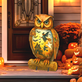 Halloween Owl Freestanding Outdoor Décor – Handcrafted Wooden Yard Display by G. DeBrekht – 8652836F