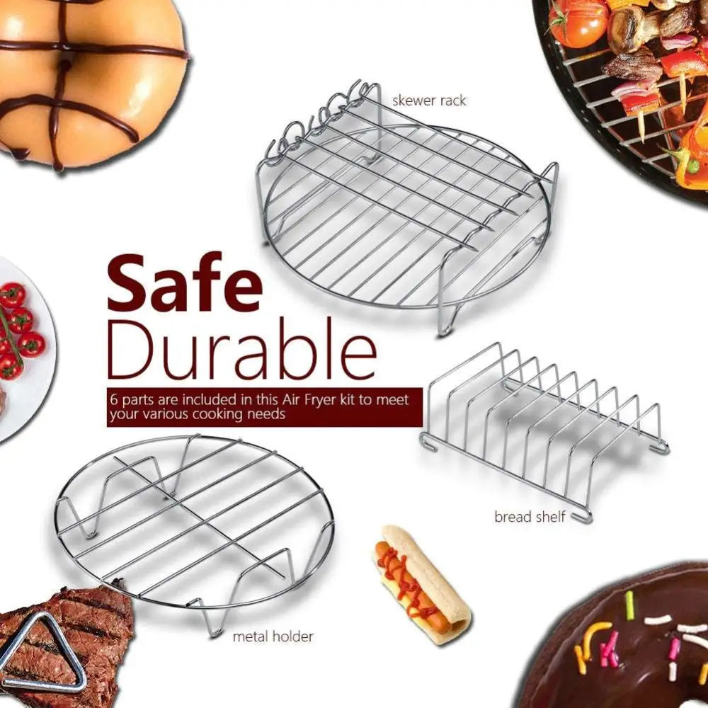 6 in 1 Air Fryer Baking Pan with Metal Holder