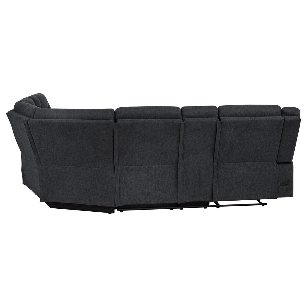 Hagen Upholstered Power Reclining Sectional Sofa Steel Grey