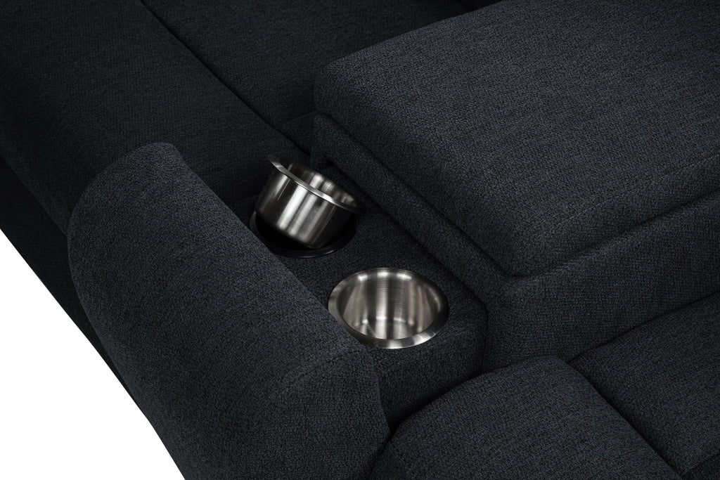 Hagen Upholstered Power Reclining Sectional Sofa Steel Grey