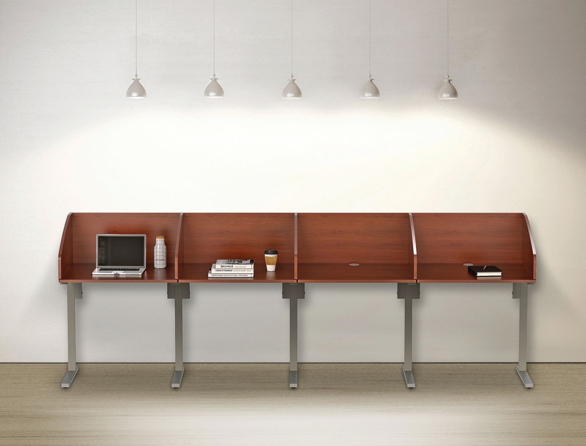 Linea Italia Study Carrell Starter Unit, 2-Leg, 31.25 x 23.5 x 45.25, Cherry
