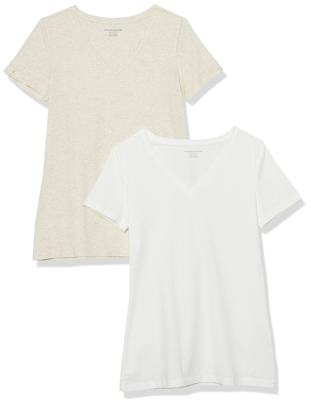 Amazon Essentials Women's Regular-Fit Short-Sleeve Crewneck T-Shirt, Cotton Modal Blend, Pack of 2