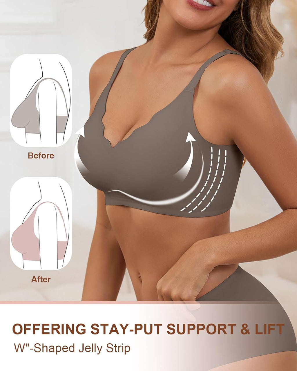Womens Wireless Jelly Bra Seamless Full Coverage Supportive Bralette