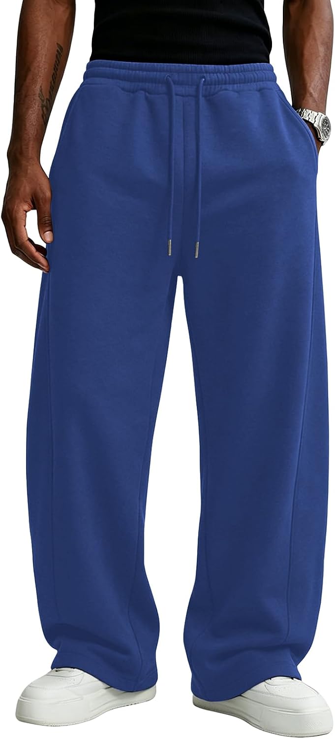 Wangdo Men's Baggy Sweatpants Wide Leg Lounge Cotton Casual Jogging Pants