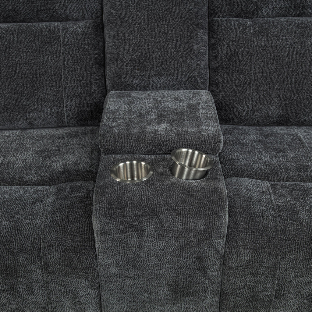 Kennett Chenille Upholstered Power Reclining Loveseat Grey