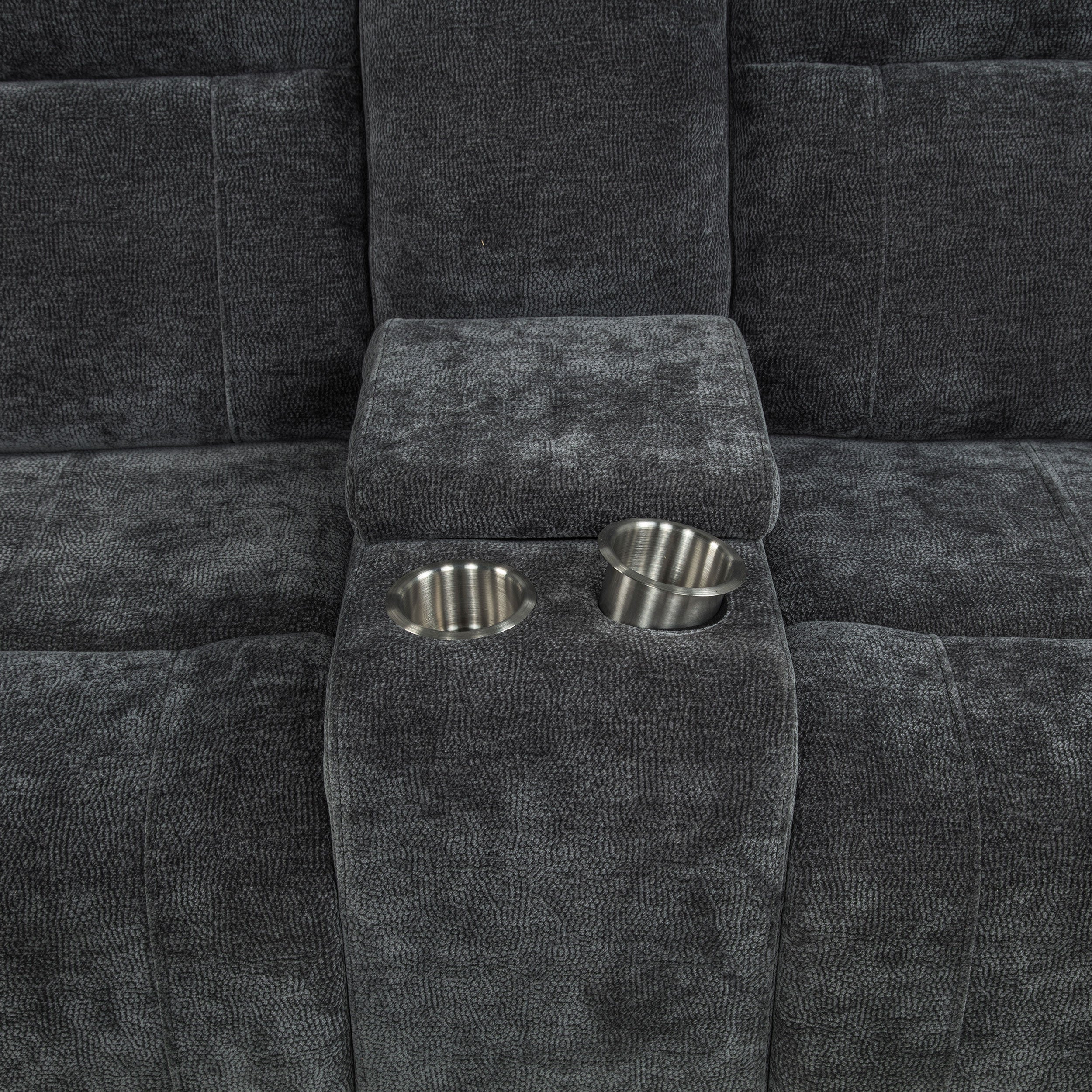 Kennett Chenille Upholstered Power Reclining Loveseat Grey