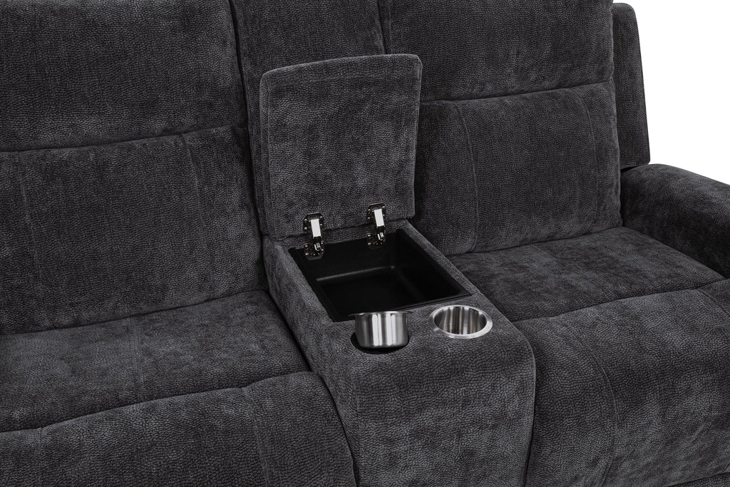 Kennett Chenille Upholstered Power Reclining Loveseat Grey