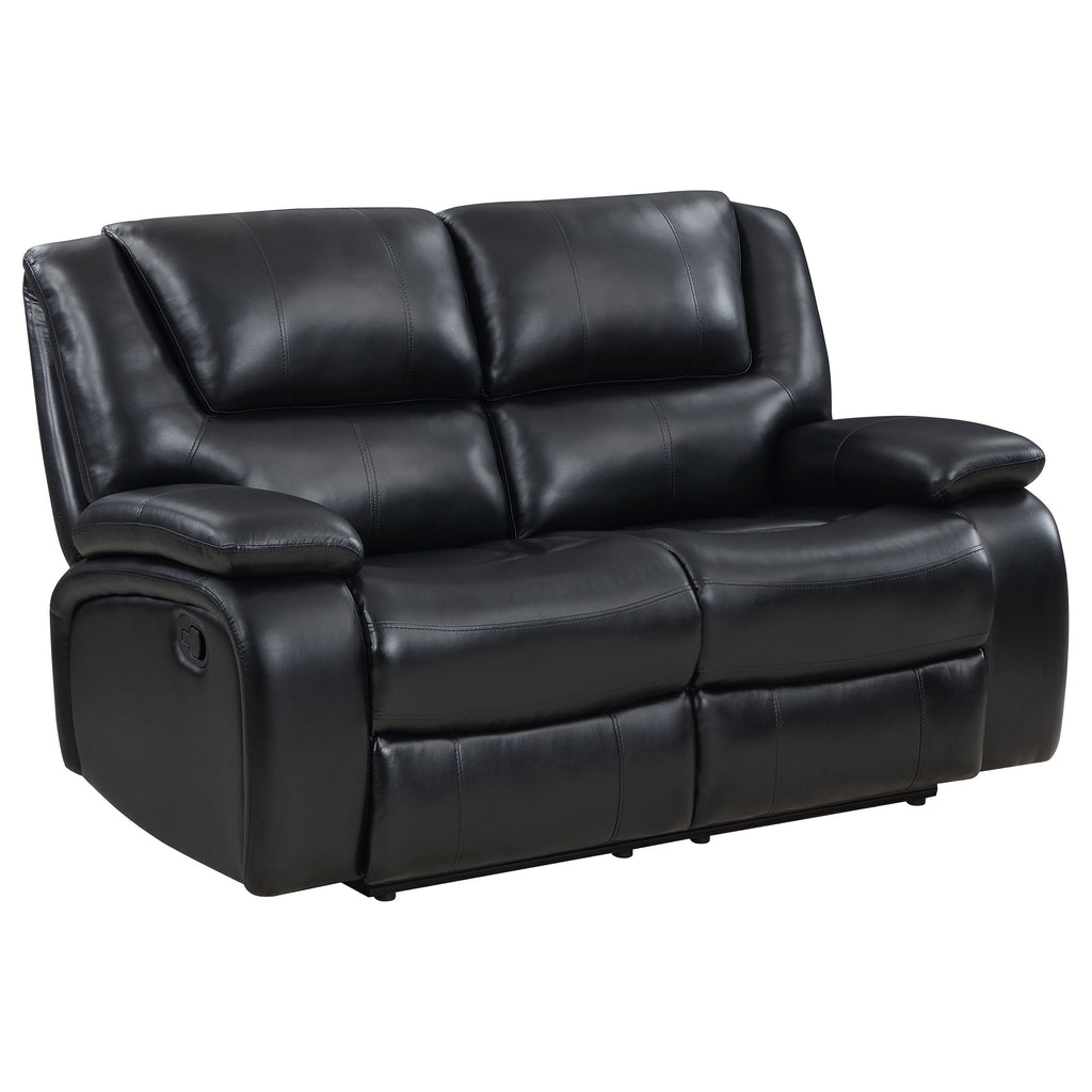 Camila 2-piece Upholstered Reclining Sofa Set Black