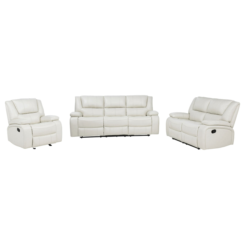 Camila 3-piece Upholstered Reclining Sofa Set White