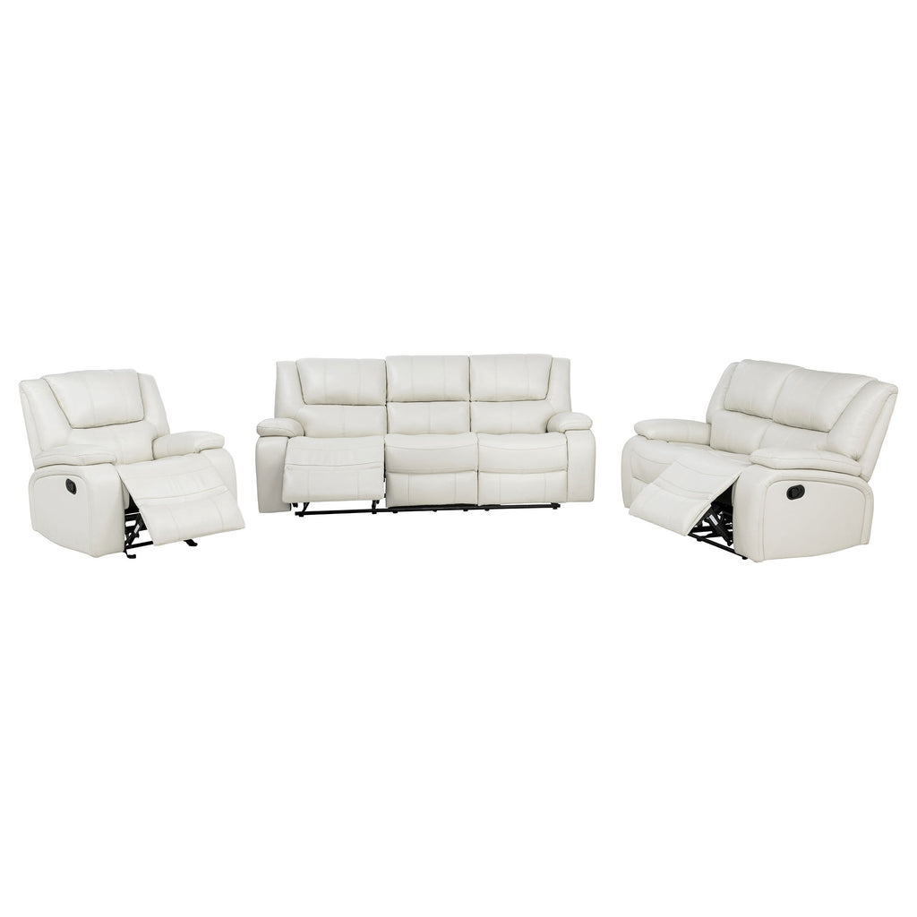 Camila 3-piece Upholstered Reclining Sofa Set White