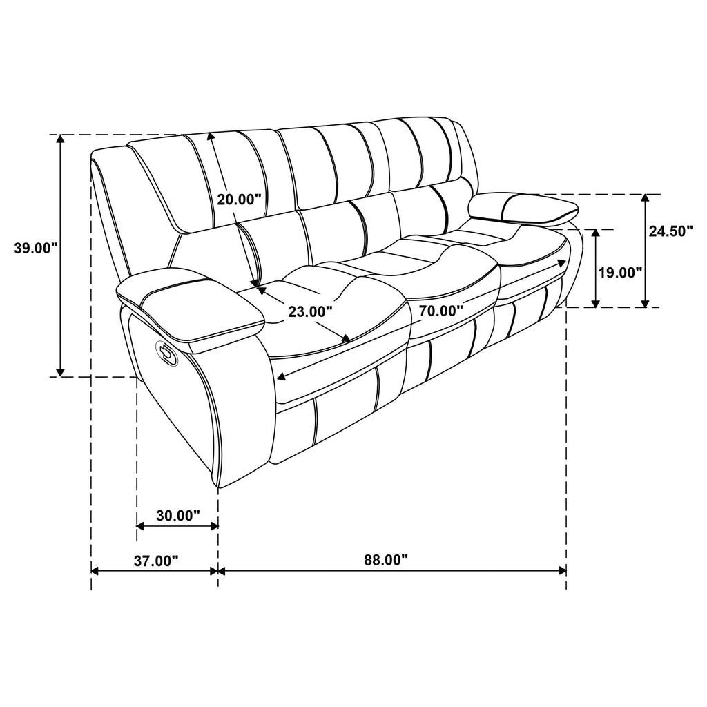 Camila Upholstered Motion Reclining Sofa White