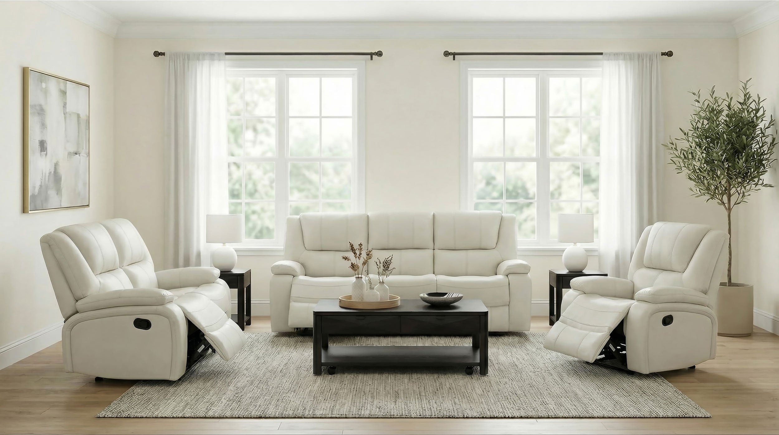 Camila Upholstered Glider Recliner Chair White