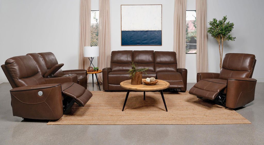 Greenfield 3-piece Power Reclining Sofa Set Saddle Brown
