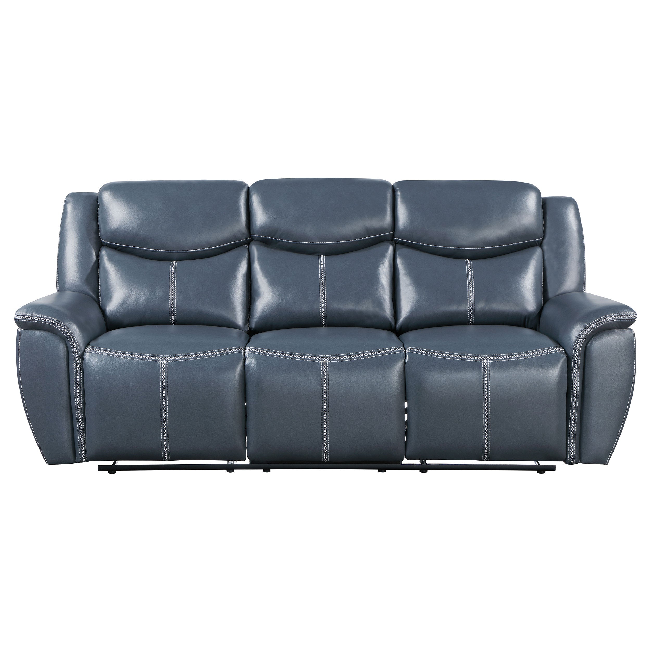 Sloane Upholstered Padded Arm Reclining Sofa Blue
