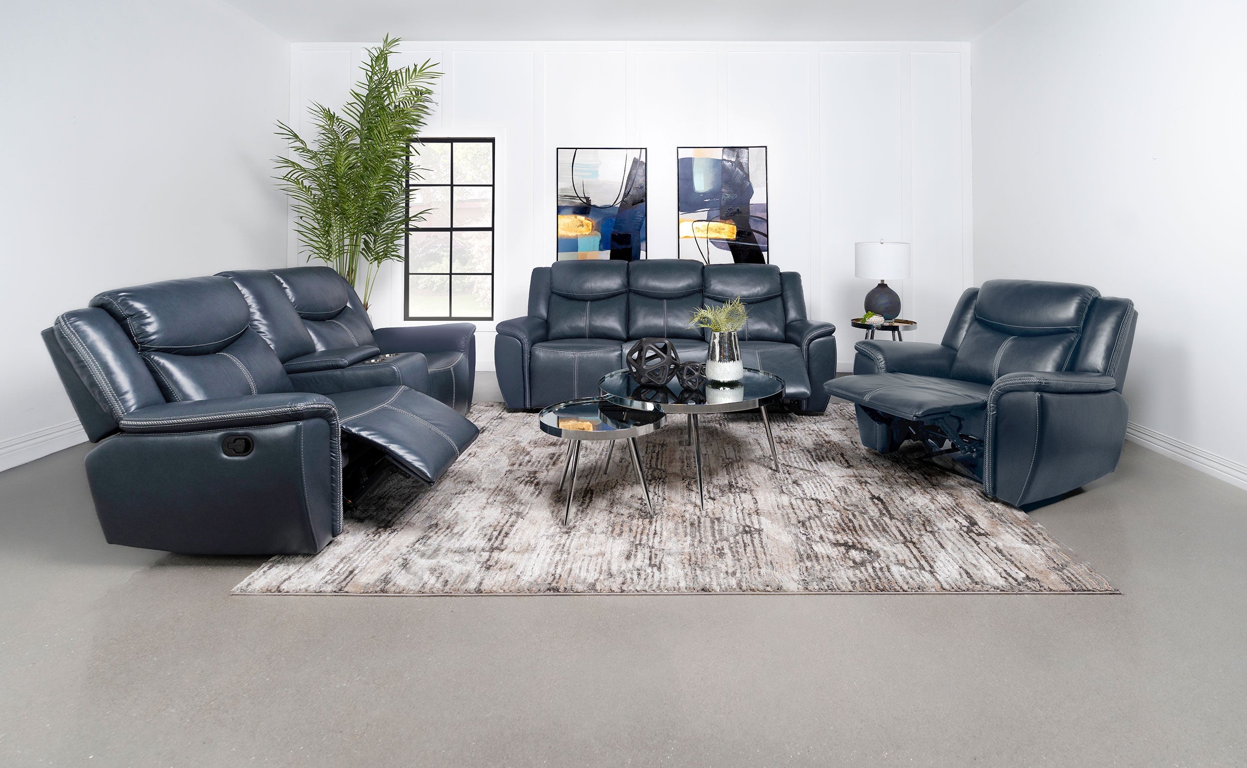 Sloane Upholstered Padded Arm Recliner Chair Blue