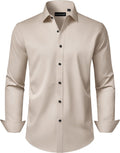 Men's Dress Shirts Long Sleeve Stretch Wrinkle Free Wedding Formal Business Button Down Shirt