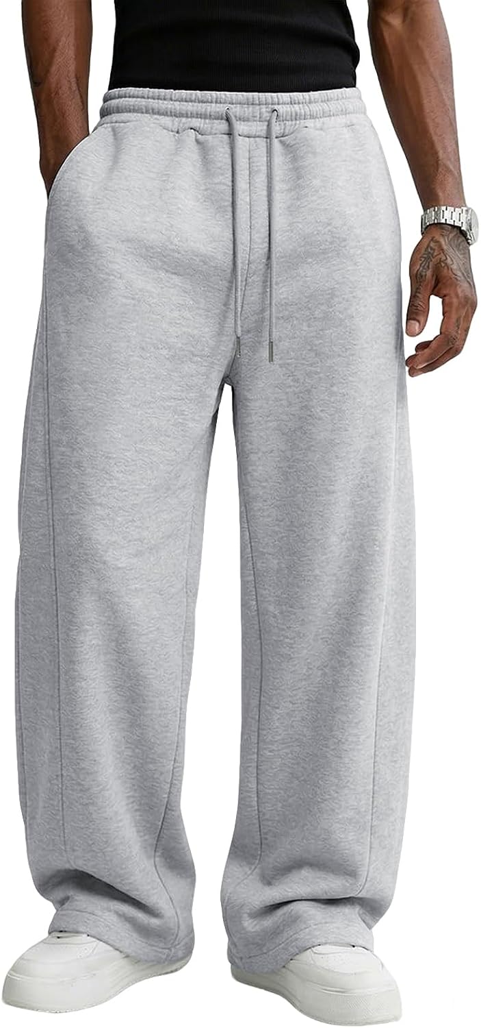 Wangdo Men's Baggy Sweatpants Wide Leg Lounge Cotton Casual Jogging Pants