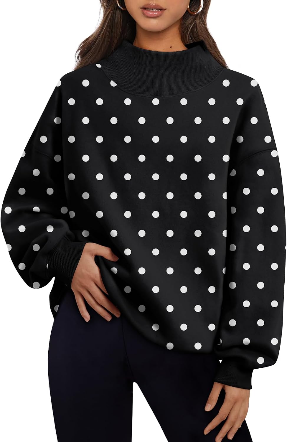 Trendy Queen Womens Mock Neck Sweatshirts Oversized Pullover Fall Outfits